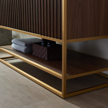 Load image into Gallery viewer, Vinnova Donostia 48&quot; Vanity in Walnut with Grey Composite Armani limestone board stone countertop With Mirror- Vinnova