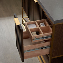 Load image into Gallery viewer, Vinnova Donostia 48&quot; Vanity in Walnut with Grey Composite Armani limestone board stone countertop With Mirror- Vinnova