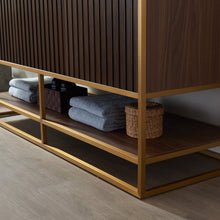 Load image into Gallery viewer, Vinnova Donostia 60&quot; Vanity in Walnut with Grey Composite Armani limestone board stone countertop With Mirror- Vinnova