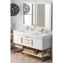 Load image into Gallery viewer, James Martin Columbia 59&quot; Glossy White - Radiant Gold Double Vanity