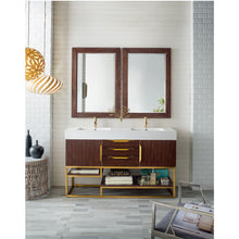 Load image into Gallery viewer, James Martin Columbia 59&quot; Coffee Oak - Radiant Gold Double Vanity