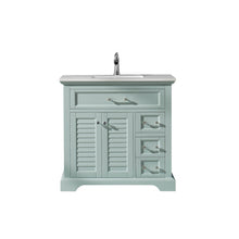 Load image into Gallery viewer, Vinnova Lorna 36" Single Vanity in Finnish Green and Composite Carrara White Stone Countertop Without Mirror- Vinnova