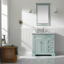 Load image into Gallery viewer, Vinnova Lorna 36" Single Vanity in Finnish Green and Composite Carrara White Stone Countertop Without Mirror- Vinnova