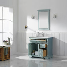 Load image into Gallery viewer, Vinnova Lorna 36&quot; Single Vanity in Finnish Green and Composite Carrara White Stone Countertop With Mirror- Vinnova