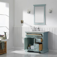 Load image into Gallery viewer, Vinnova Lorna 36" Single Vanity in Finnish Green and Composite Carrara White Stone Countertop Without Mirror- Vinnova