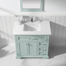 Load image into Gallery viewer, Vinnova Lorna 36&quot; Single Vanity in Finnish Green and Composite Carrara White Stone Countertop With Mirror- Vinnova