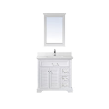 Load image into Gallery viewer, Vinnova Lorna 36&quot; Single Vanity in White and Composite Carrara White Stone Countertop With Mirror- Vinnova