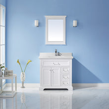 Load image into Gallery viewer, Vinnova Lorna 36&quot; Single Vanity in White and Composite Carrara White Stone Countertop With Mirror- Vinnova