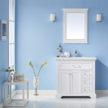 Load image into Gallery viewer, Vinnova Lorna 36" Single Vanity in White and Composite Carrara White Stone Countertop Without Mirror- Vinnova