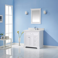Load image into Gallery viewer, Vinnova Lorna 36&quot; Single Vanity in White and Composite Carrara White Stone Countertop With Mirror- Vinnova