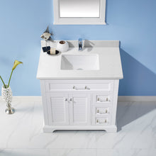 Load image into Gallery viewer, Vinnova Lorna 36&quot; Single Vanity in White and Composite Carrara White Stone Countertop With Mirror- Vinnova