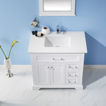 Load image into Gallery viewer, Vinnova Lorna 36" Single Vanity in White and Composite Carrara White Stone Countertop Without Mirror- Vinnova