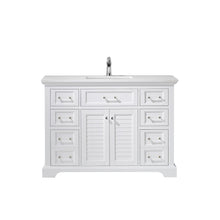Load image into Gallery viewer, Vinnova Lorna 48&quot; Single Vanity in White and Composite Carrara White Stone Countertop Without Mirror- Vinnova