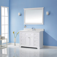 Load image into Gallery viewer, Vinnova Lorna 48&quot; Single Vanity in White and Composite Carrara White Stone Countertop With Mirror- Vinnova