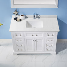 Load image into Gallery viewer, Vinnova Lorna 48&quot; Single Vanity in White and Composite Carrara White Stone Countertop With Mirror- Vinnova