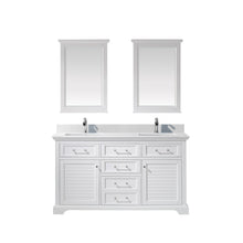 Load image into Gallery viewer, Vinnova Lorna 60&quot; Double Vanity in Finnish Green and Composite Carrara White Stone Countertop With Mirror- Vinnova