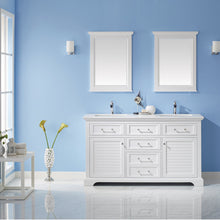 Load image into Gallery viewer, Vinnova Lorna 60&quot; Double Vanity in Finnish Green and Composite Carrara White Stone Countertop Without Mirror- Vinnova