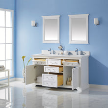 Load image into Gallery viewer, Vinnova Lorna 60&quot; Double Vanity in Finnish Green and Composite Carrara White Stone Countertop With Mirror- Vinnova