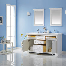 Load image into Gallery viewer, Vinnova Lorna 60&quot; Double Vanity in Finnish Green and Composite Carrara White Stone Countertop Without Mirror- Vinnova