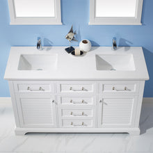 Load image into Gallery viewer, Vinnova Lorna 60&quot; Double Vanity in Finnish Green and Composite Carrara White Stone Countertop Without Mirror- Vinnova