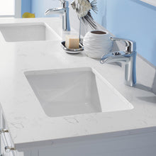 Load image into Gallery viewer, Vinnova Lorna 60&quot; Double Vanity in Finnish Green and Composite Carrara White Stone Countertop With Mirror- Vinnova