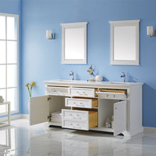 Load image into Gallery viewer, Vinnova Lorna 72&quot; Double Vanity in Finnish Green and Composite Carrara White Stone Countertop Without Mirror- Vinnova