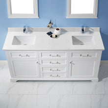 Load image into Gallery viewer, Vinnova Lorna 72&quot; Double Vanity in Finnish Green and Composite Carrara White Stone Countertop With Mirror- Vinnova