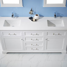 Load image into Gallery viewer, Vinnova Lorna 72&quot; Double Vanity in Finnish Green and Composite Carrara White Stone Countertop Without Mirror- Vinnova