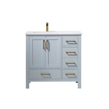 Load image into Gallery viewer, Vinnova Shannon 36" Single Vanity in Paris Grey and Composite Carrara White Stone Countertop Without Mirror- Vinnova