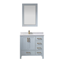 Load image into Gallery viewer, Vinnova Shannon 36&quot; Single Vanity in Paris Grey and Composite Carrara White Stone Countertop With Mirror- Vinnova