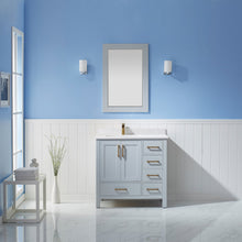 Load image into Gallery viewer, Vinnova Shannon 36&quot; Single Vanity in Paris Grey and Composite Carrara White Stone Countertop With Mirror- Vinnova