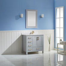 Load image into Gallery viewer, Vinnova Shannon 36&quot; Single Vanity in Paris Grey and Composite Carrara White Stone Countertop With Mirror- Vinnova