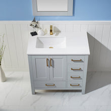 Load image into Gallery viewer, Vinnova Shannon 36" Single Vanity in Paris Grey and Composite Carrara White Stone Countertop Without Mirror- Vinnova