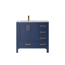 Load image into Gallery viewer, Vinnova Shannon 36" Single Vanity in Royal Blue and Composite Carrara White Stone Countertop Without Mirror- Vinnova