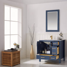 Load image into Gallery viewer, Vinnova Shannon 36" Single Vanity in Royal Blue and Composite Carrara White Stone Countertop Without Mirror- Vinnova