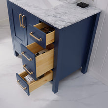 Load image into Gallery viewer, Vinnova Shannon 36" Single Vanity in Royal Blue and Composite Carrara White Stone Countertop Without Mirror- Vinnova