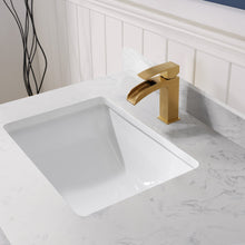 Load image into Gallery viewer, Vinnova Shannon 36&quot; Single Vanity in Royal Blue and Composite Carrara White Stone Countertop With Mirror- Vinnova