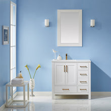 Load image into Gallery viewer, Vinnova Shannon 36" Single Vanity in White and Composite Carrara White Stone Countertop Without Mirror- Vinnova