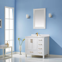 Load image into Gallery viewer, Vinnova Shannon 36&quot; Single Vanity in White and Composite Carrara White Stone Countertop With Mirror- Vinnova