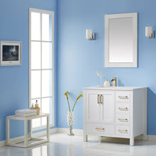 Load image into Gallery viewer, Vinnova Shannon 36" Single Vanity in White and Composite Carrara White Stone Countertop Without Mirror- Vinnova