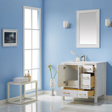 Load image into Gallery viewer, Vinnova Shannon 36" Single Vanity in White and Composite Carrara White Stone Countertop Without Mirror- Vinnova