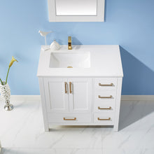 Load image into Gallery viewer, Vinnova Shannon 36" Single Vanity in White and Composite Carrara White Stone Countertop Without Mirror- Vinnova