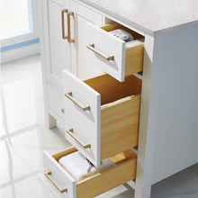 Load image into Gallery viewer, Vinnova Shannon 36&quot; Single Vanity in White and Composite Carrara White Stone Countertop With Mirror- Vinnova