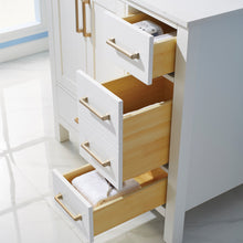 Load image into Gallery viewer, Vinnova Shannon 36" Single Vanity in White and Composite Carrara White Stone Countertop Without Mirror- Vinnova