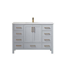 Load image into Gallery viewer, Vinnova Shannon 48&quot; Single Vanity in Paris Grey and Composite Carrara White Stone Countertop Without Mirror- Vinnova