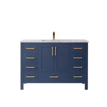 Load image into Gallery viewer, Vinnova Shannon 48&quot; Single Vanity in Royal Blue and Composite Carrara White Stone Countertop Without Mirror- Vinnova