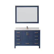 Load image into Gallery viewer, Vinnova Shannon 48&quot; Single Vanity in Royal Blue and Composite Carrara White Stone Countertop With Mirror- Vinnova