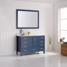 Load image into Gallery viewer, Vinnova Shannon 48&quot; Single Vanity in Royal Blue and Composite Carrara White Stone Countertop With Mirror- Vinnova