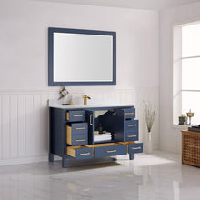Load image into Gallery viewer, Vinnova Shannon 48&quot; Single Vanity in Royal Blue and Composite Carrara White Stone Countertop With Mirror- Vinnova