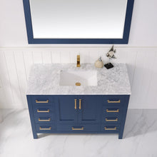 Load image into Gallery viewer, Vinnova Shannon 48&quot; Single Vanity in Royal Blue and Composite Carrara White Stone Countertop Without Mirror- Vinnova